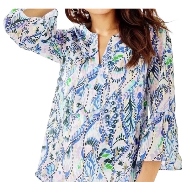 Lilly Pulitzer Elenora Blue Tails of the Sea NWOT - Picture 2 of 7